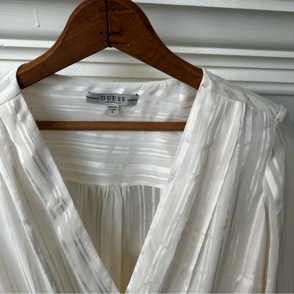 Guess Flowy White Striped Blouse - Picture 3 of 4